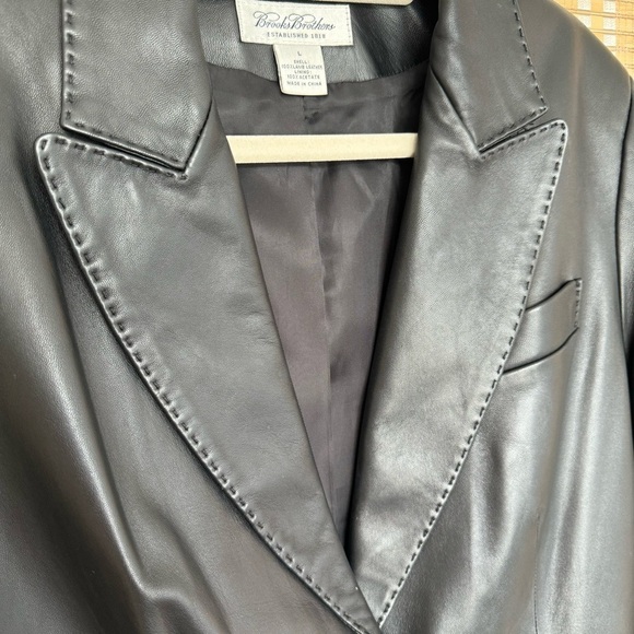 Brook Brothers 100% lamb leather black super soft, one button, size L - Picture 4 of 16